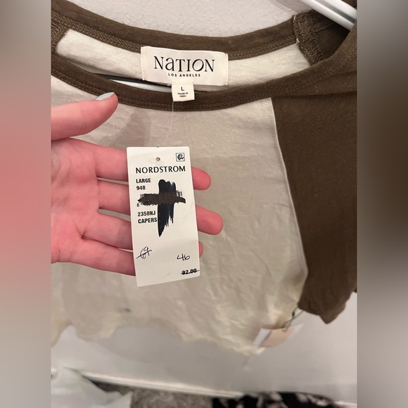 Nation LA Bobbie Baseball Tee in Capers Size Large NWT - Picture 5 of 5